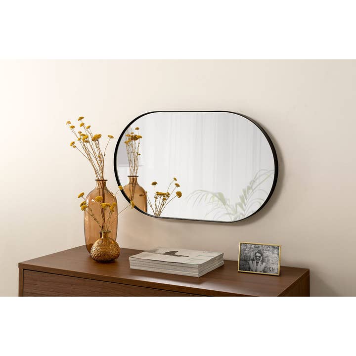 Gdeco - Wholesale Wall Mirror - Black Oval Mirror 74*44*4 Cm2