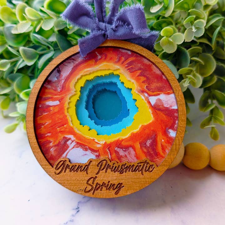 Roots & Routes Co - Wholesale Ornament - Grand Prismatic Spring 3D Ornament – Yellowstone National Park Keepsake3