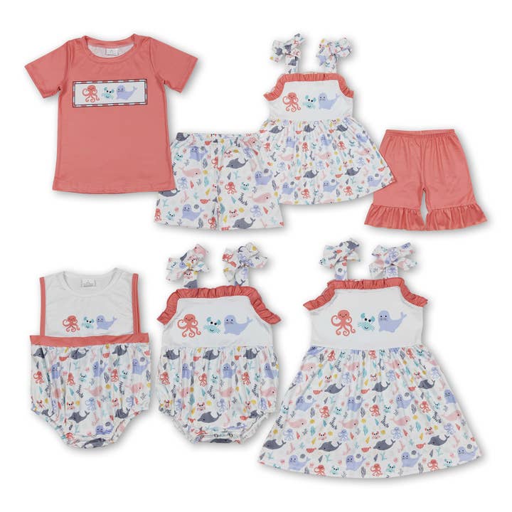 Yawoo Garments - Wholesale Clothing Set - Baby - Octopus crab screen printed baby kids summer clothes5