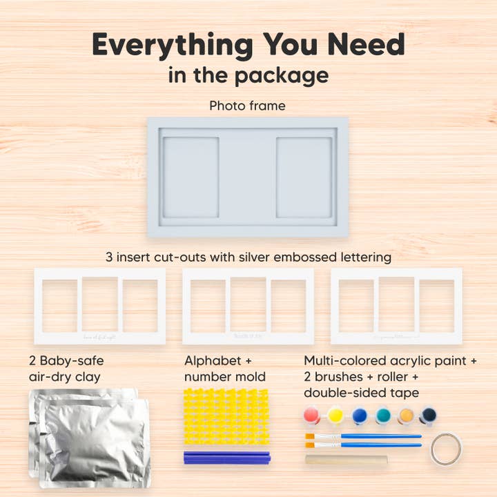 Mist Blue KeaBabies Baby Handprint, Footprint Keepsake Duo Frame for wholesale on Faire1