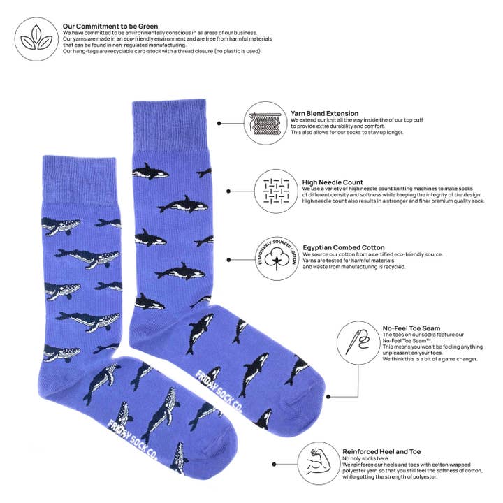 Friday Sock Co. - Wholesale Socks - Men's - Men’s Humpback Whale & Orca Socks2