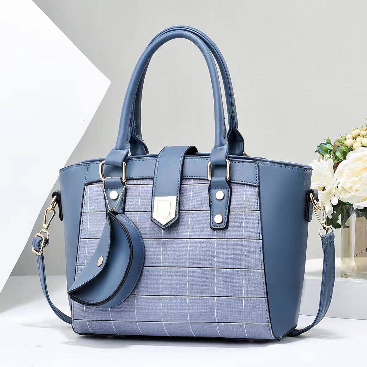 Superbia - Wholesale Top Handle Bag - Women's - Medium Check Print Top Handle Bag +Free Coin Purse-913-113