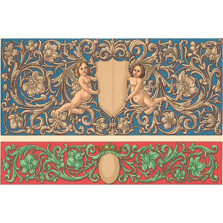 Art Print DA-223 Baroque Medallion with Cherubs for wholesale by Found Image Press