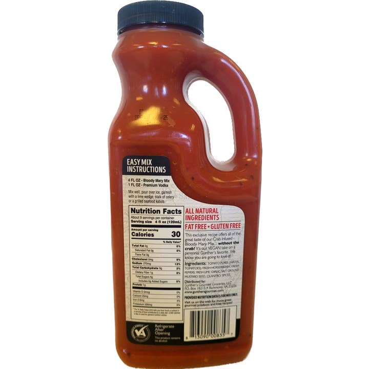 Gunther's Gourmet Groceries, LLC - Wholesale Cocktail Mix/Syrup - Chesapeake Bay Bloody Mary Mix - FAMILY SIZE1