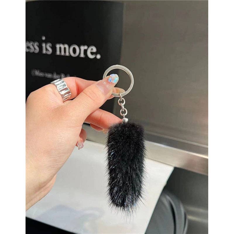 FurDecoration - Wholesale Keychain – Women's - Soft Mink Fur Plush Keychain with Adorable Tail0