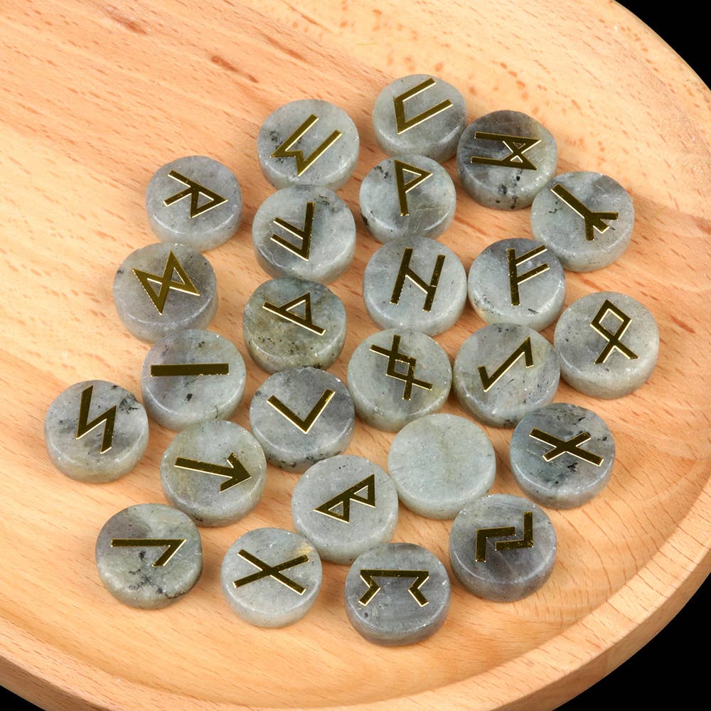 Gemcohub – wholesale Spiritual stone/crystal – Runes Natural Crystal Agate Rune Letter Disc Set Germanic12