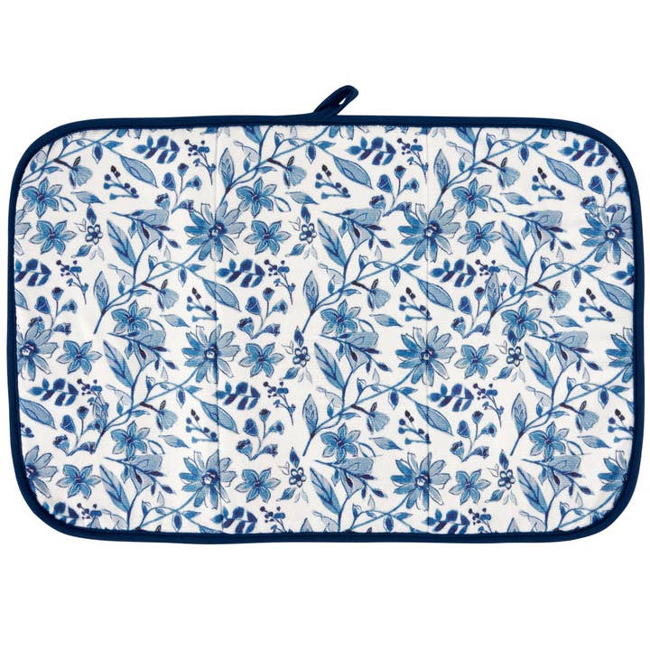 Blue Florals Drying Mat for wholesale by Primitives by Kathy