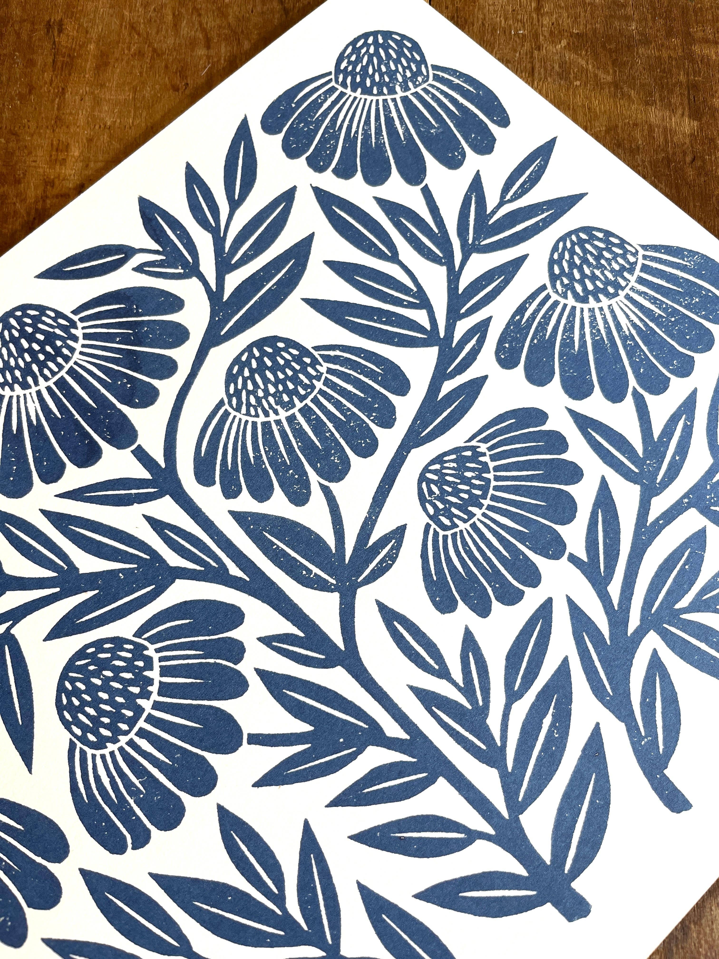 Katharine Watson - Vente Affiche d'art - Série Jardin : Impression Risograph Échinacée Marine4