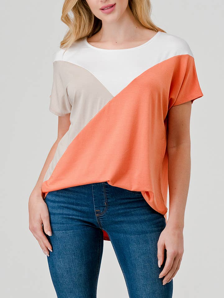 Haut en jersey modal à coupe ample à couleurs contrastées, T691 pour la vente par Heimious