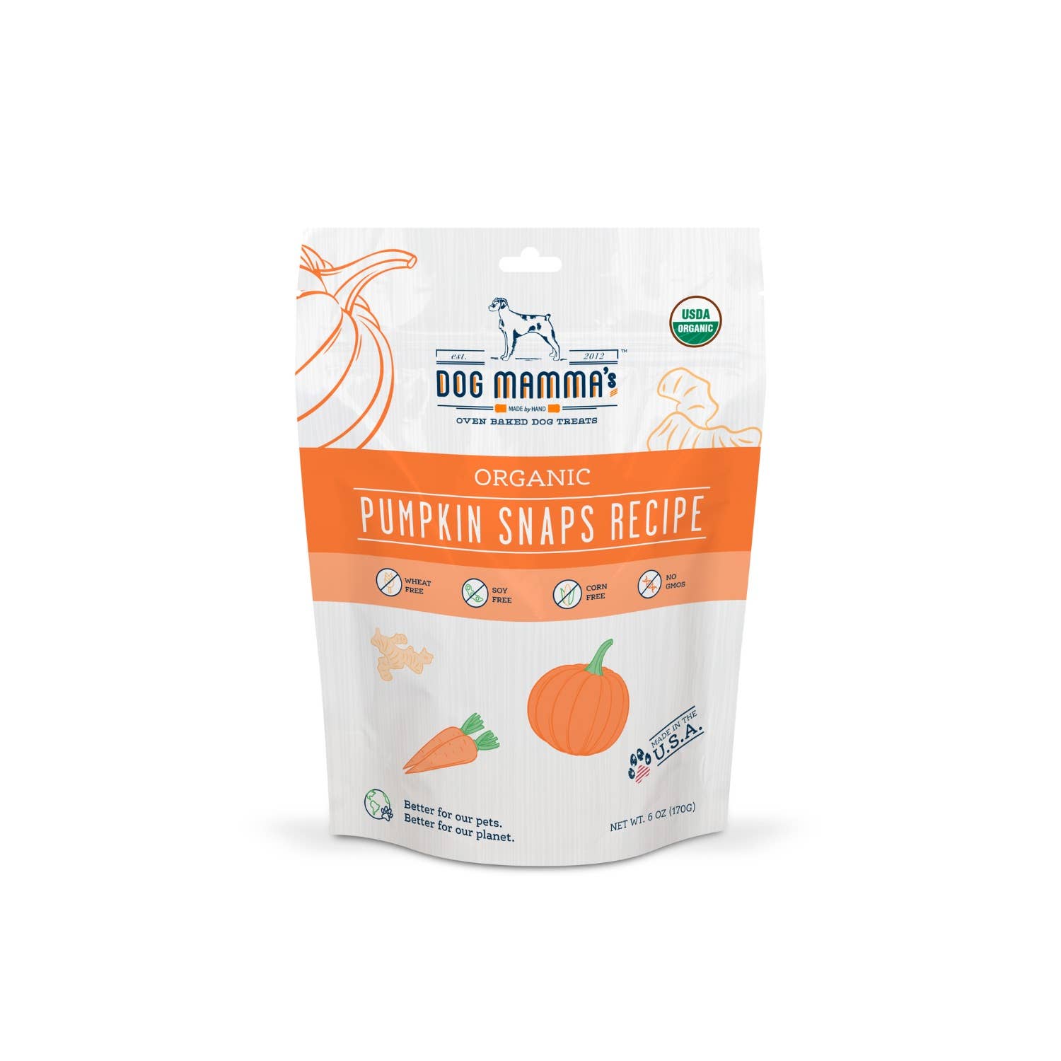 Dog Mamma's LLC - Wholesale Pet Treats - Dog - Organic Pumpkin Snaps Recipe - Gourmet Dog Treats