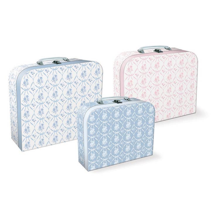 Set of 3 nesting rectangular suitcases MM - Ribbon Bouquet for wholesale by Maison Royal Garden