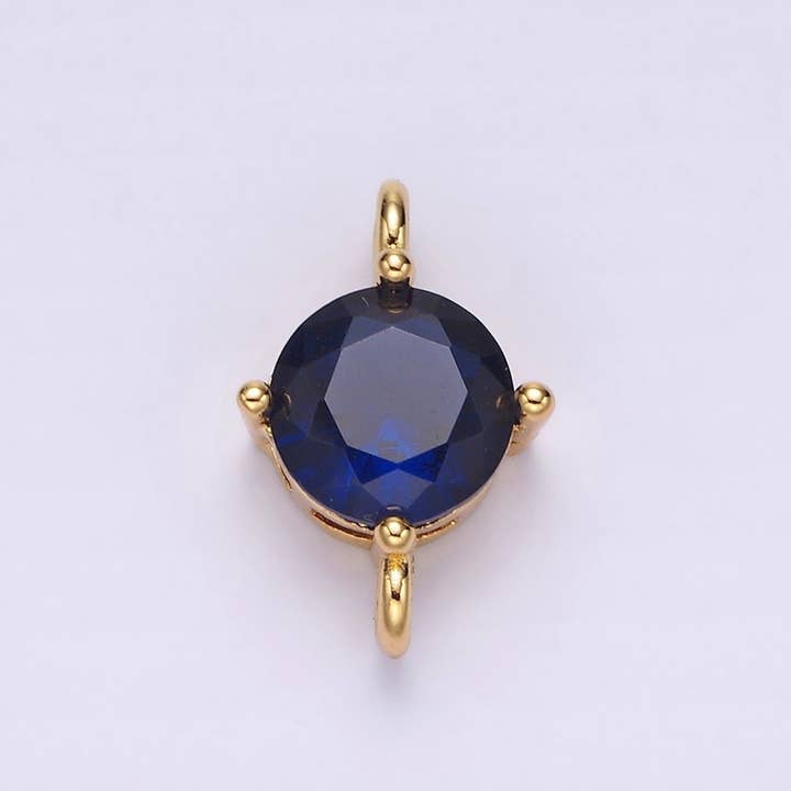 Aim Eternal - Wholesale Individual Charm/Pendant - 14K Gold Filled 10mm Round CZ Birth Month Personalized Connector | G-157 - G-1698