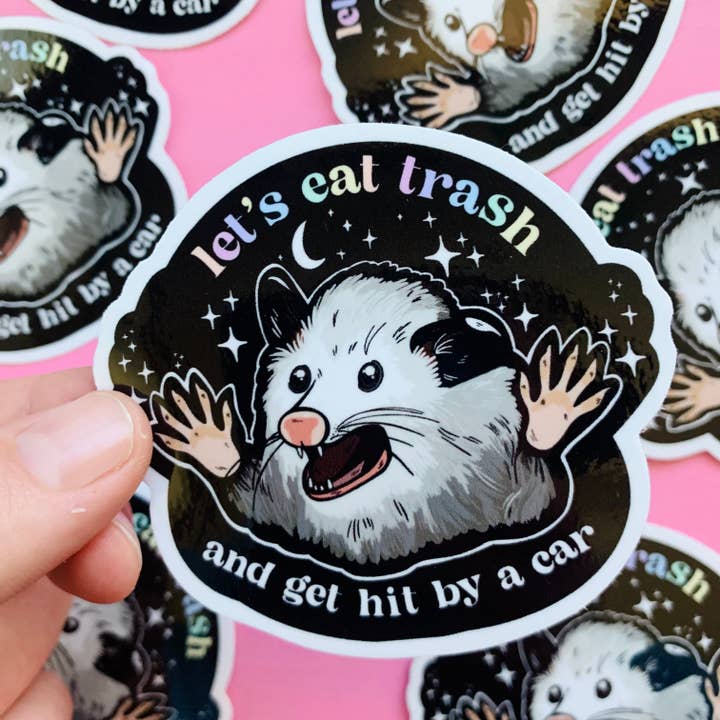 Possum Sticker Weird Decal Funny Opossum Humor Sarcastic Unhinged Sticker Laptop Car Window for wholesale by Eska and the Alpenglow