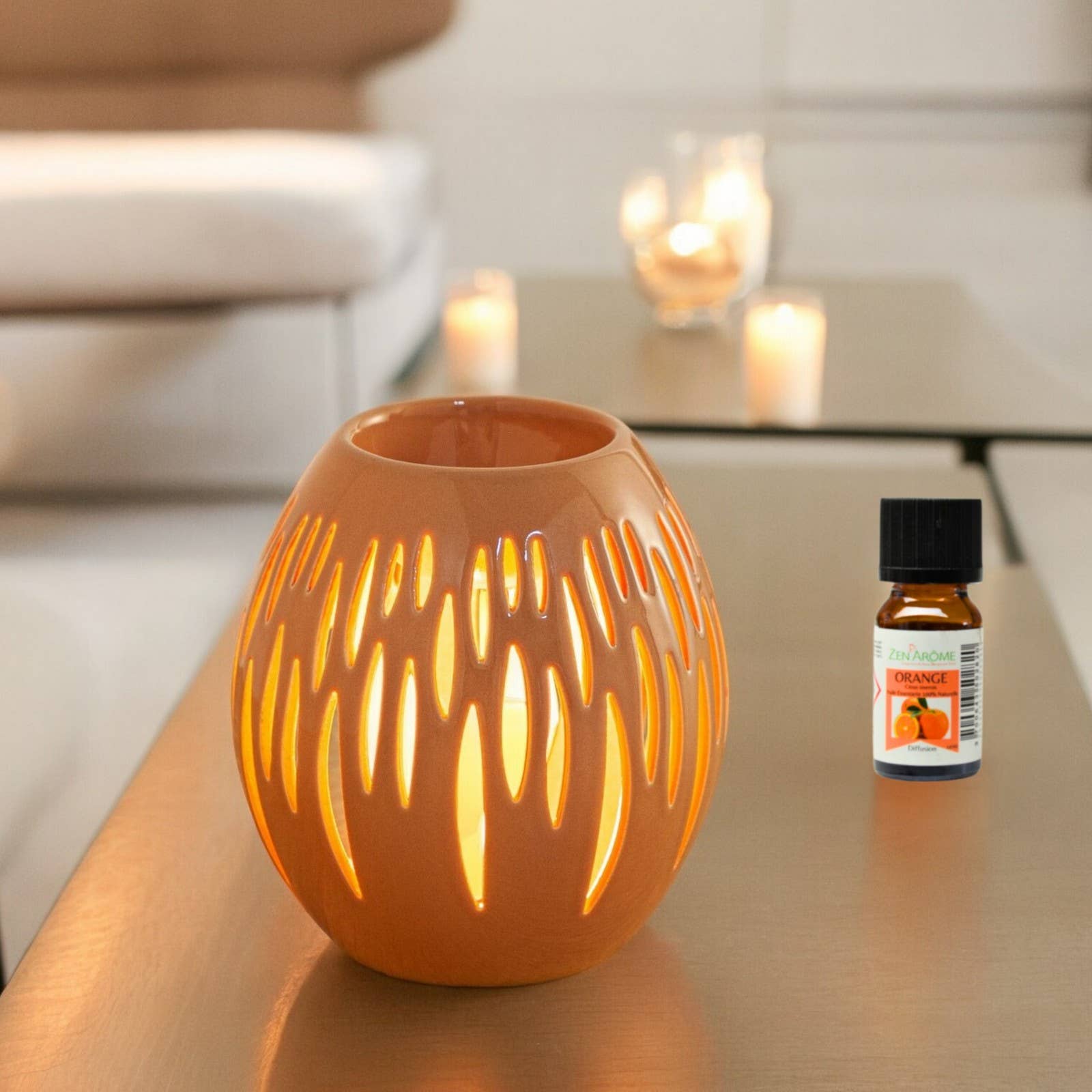 Zen'Arôme - Wholesale Oil Warmer - Ceramic Oval Wax Melter for Scented Wax Melts Terra3