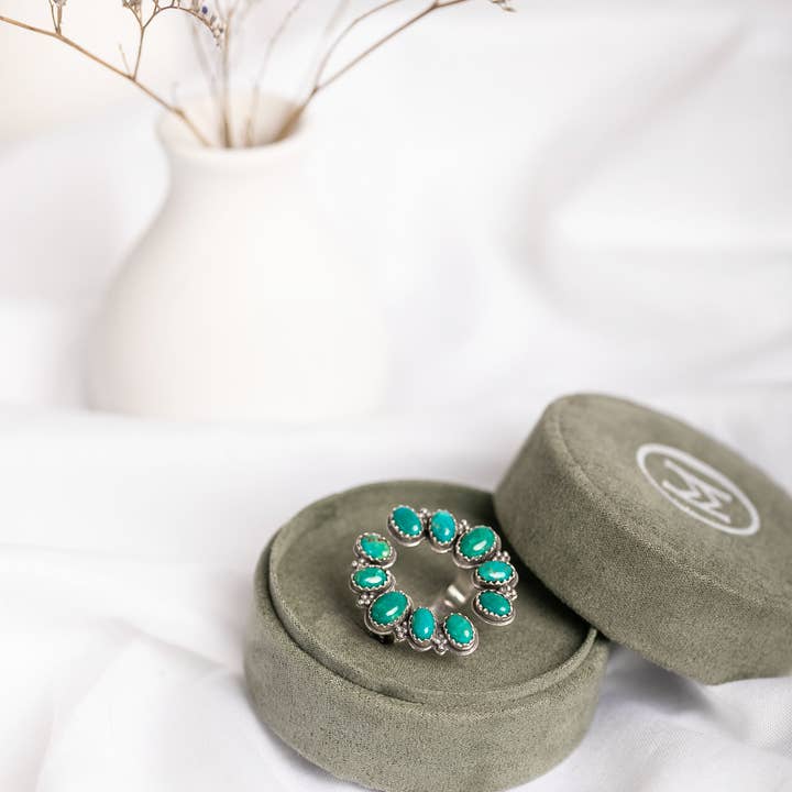 408: Turquoise Open Statement Ring 925 for wholesale by Moxie Maine