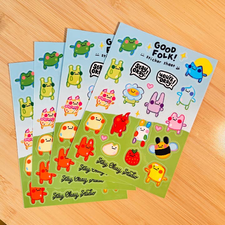 GOOD FOLK STICKER SHEET! volume 1 :O for wholesale by Stay Okay Studio