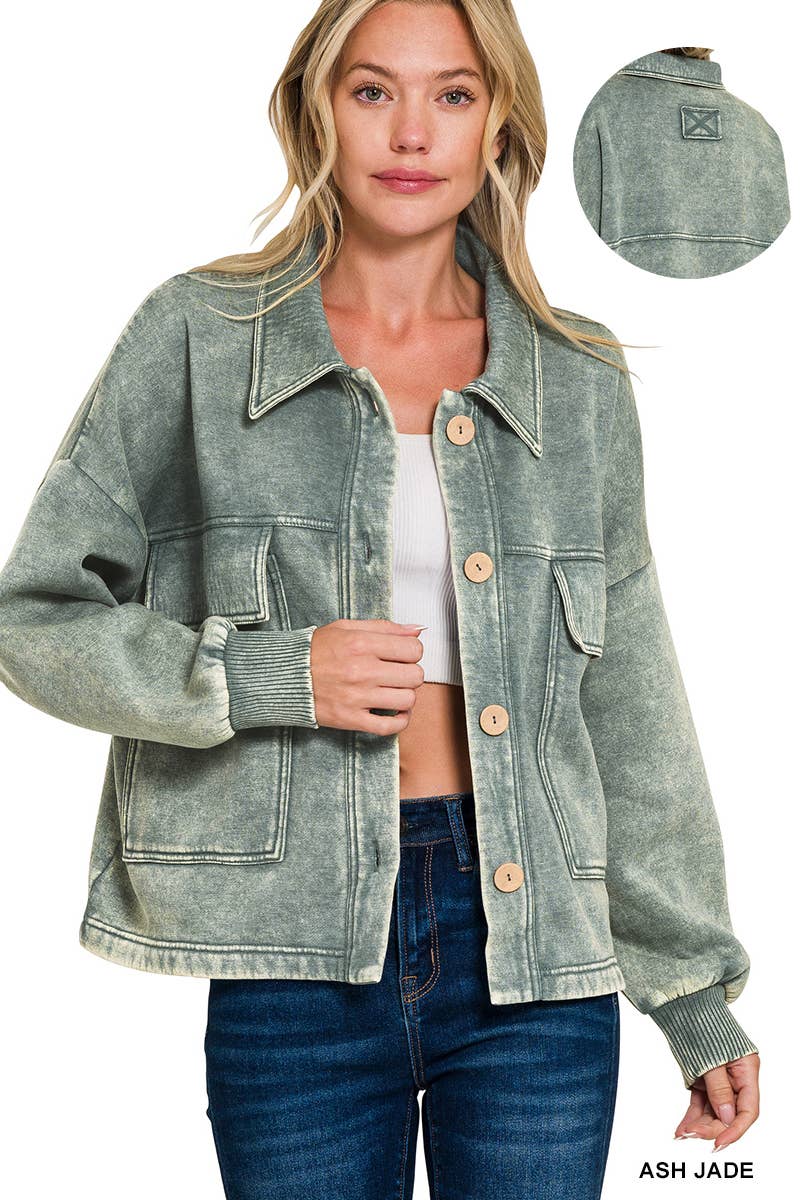 42POPS - Venta al por mayor Sobrecamisa - Mujer - ... CHAQUETA CORTA DE FORRO POLAR LAVADO CON ÁCIDO SI-253361