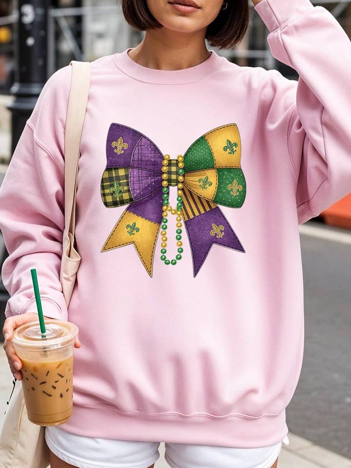 Mardi Gras Schleifenblock Grafik Plus Sweatshirt für den Großhandel von COLORBEAR