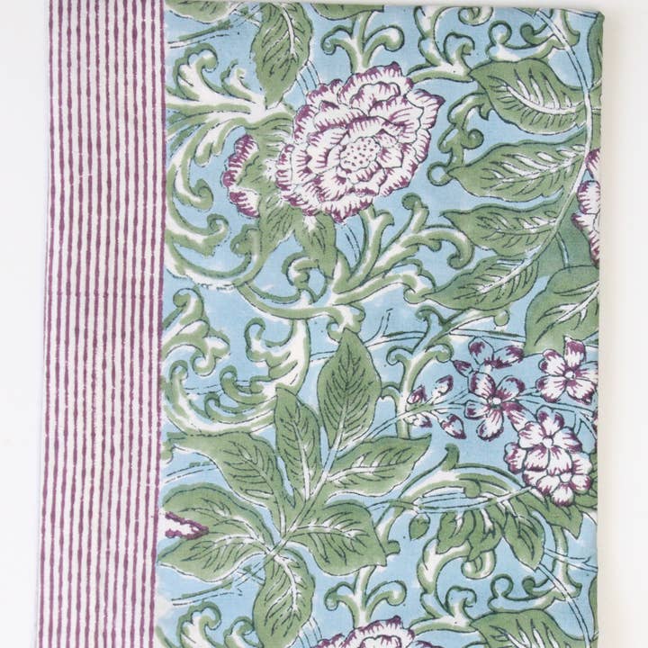 Rozablue – Runner de mesa por atacado – Caminho de mesa chintz beringela impresso à mão 60 x 180 cm1