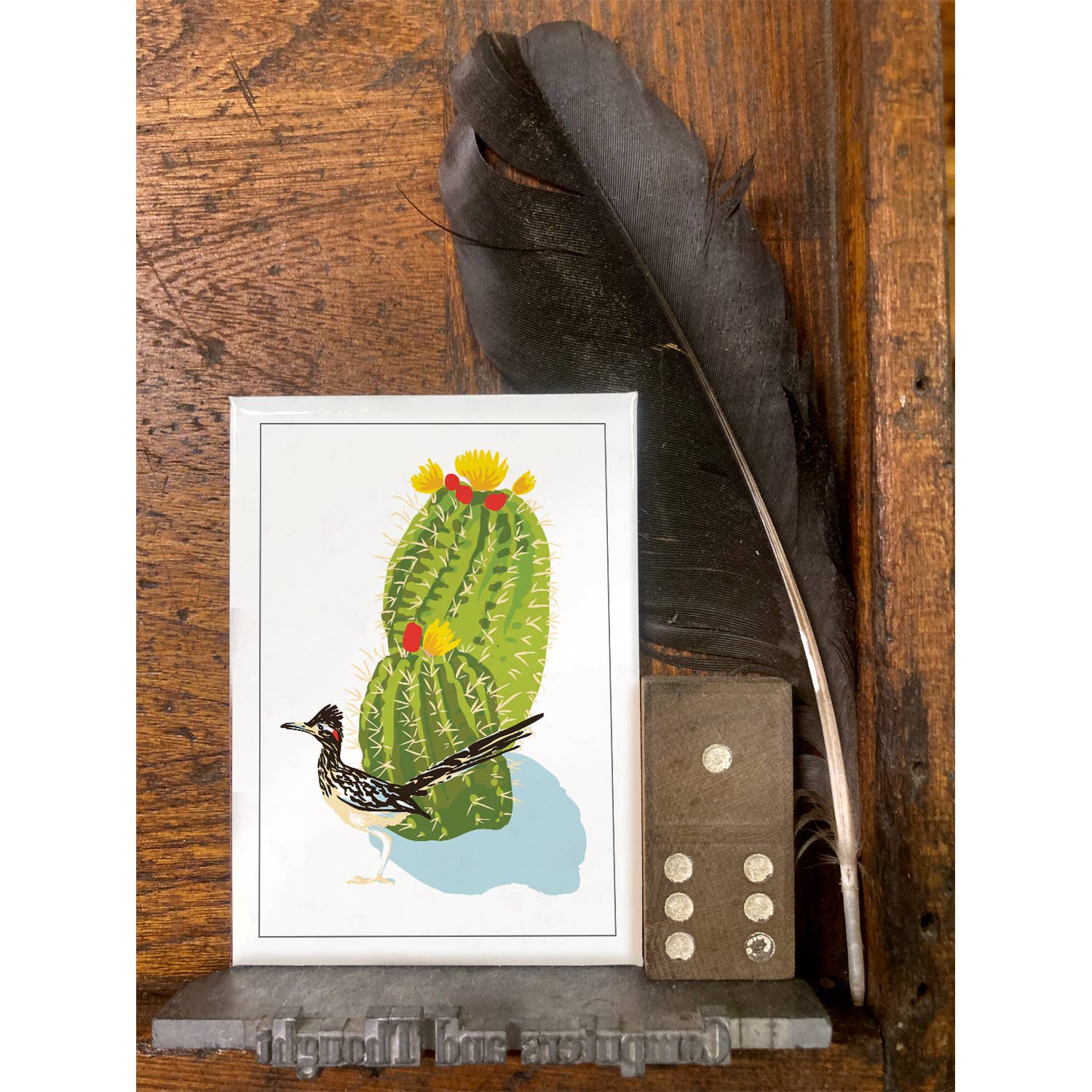 Rigel Paper – Engroshandel Magnet – RBI-126 ørkenblomstrende kaktus og Roadrunner fuglemagnet1