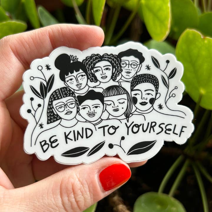 Be Kind to Yourself Vinyl Sticker (B+W) for wholesale by Rare Press
