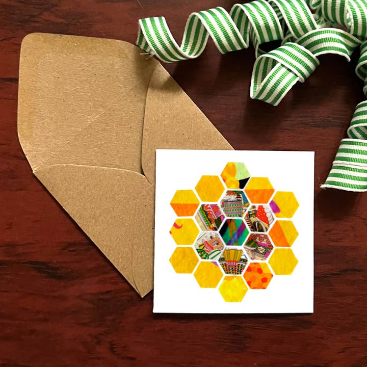 Mini-carte Quilt Block (Grandmother's Flower Garden) pour la vente par Cozy Arts