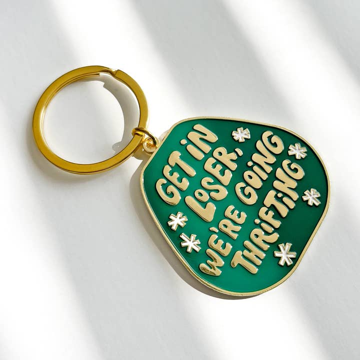 We're Going Thrifting Keychain for wholesale by Paper Parasol Press