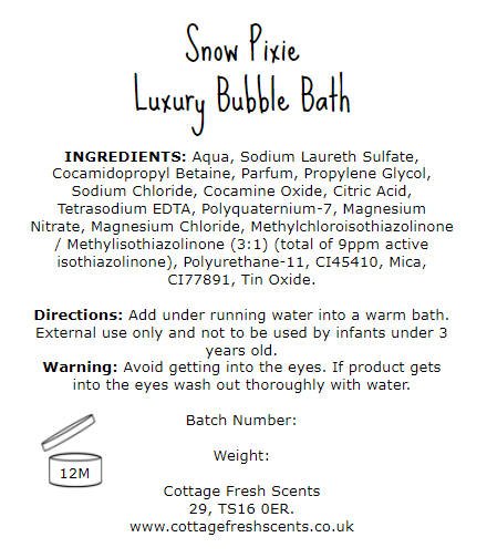 Cottage Fresh Scents - Wholesale Bubble Bath - Snow Pixie Luxury Bubble Bath2