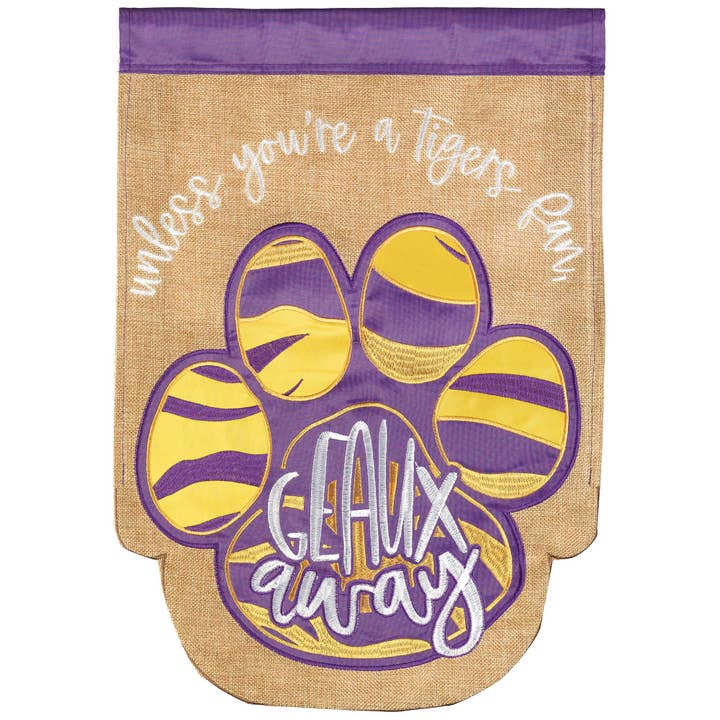TIGER PAW GEAUX AWAY FLAG BURLAP GARDEN for wholesale by Magnolia