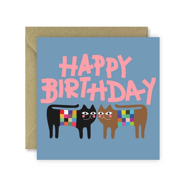 Grattis på födelsedagen kattkort (blå) för wholesale av Frances Collett