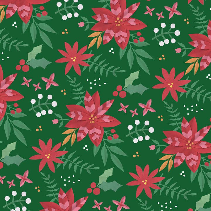 Poinsettia Pattern gift wrap for wholesale by LOU & LUCY PAPER GOODS
