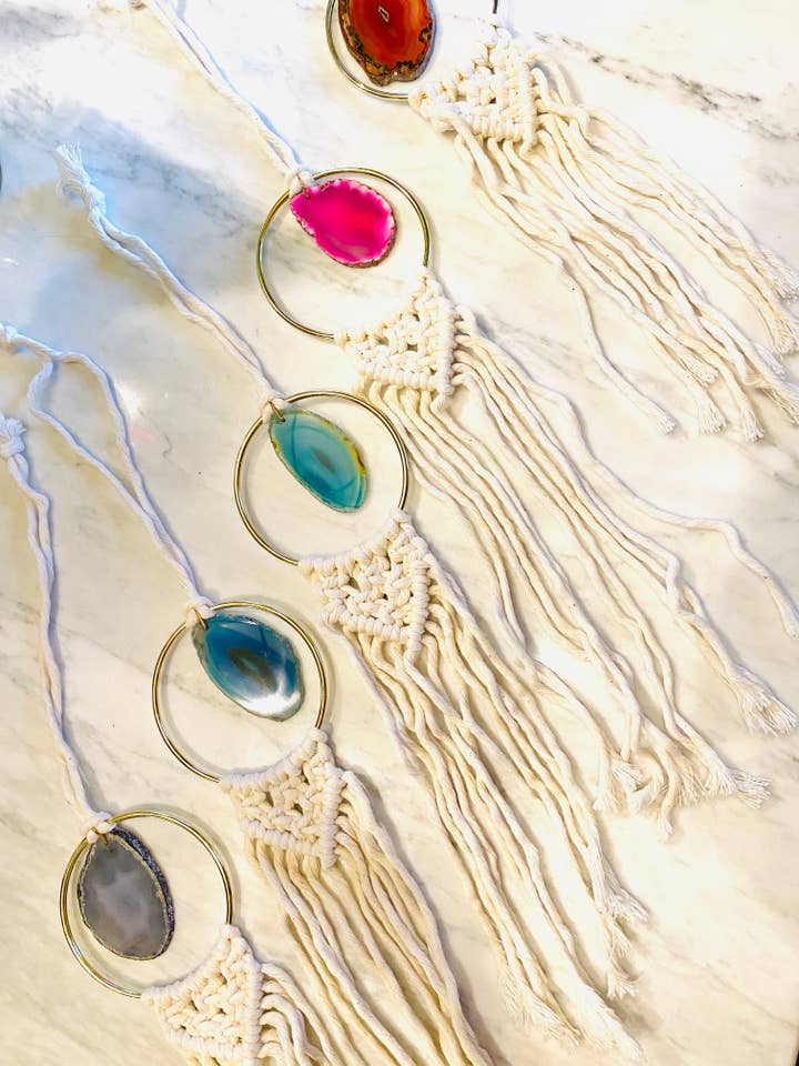 Agate Macrame Wallhanging for wholesale by Maple + Love