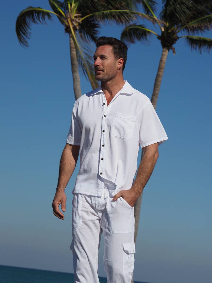 Cotton Natural - Wholesale Button Down Shirt - Men's - Islander Shirt