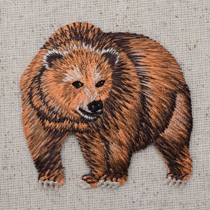 Wholesale Applique – wholesale Patch – Brown Kodiak - Grizzly Bear - Iron on Applique - Embroidered Patch - 28429A0