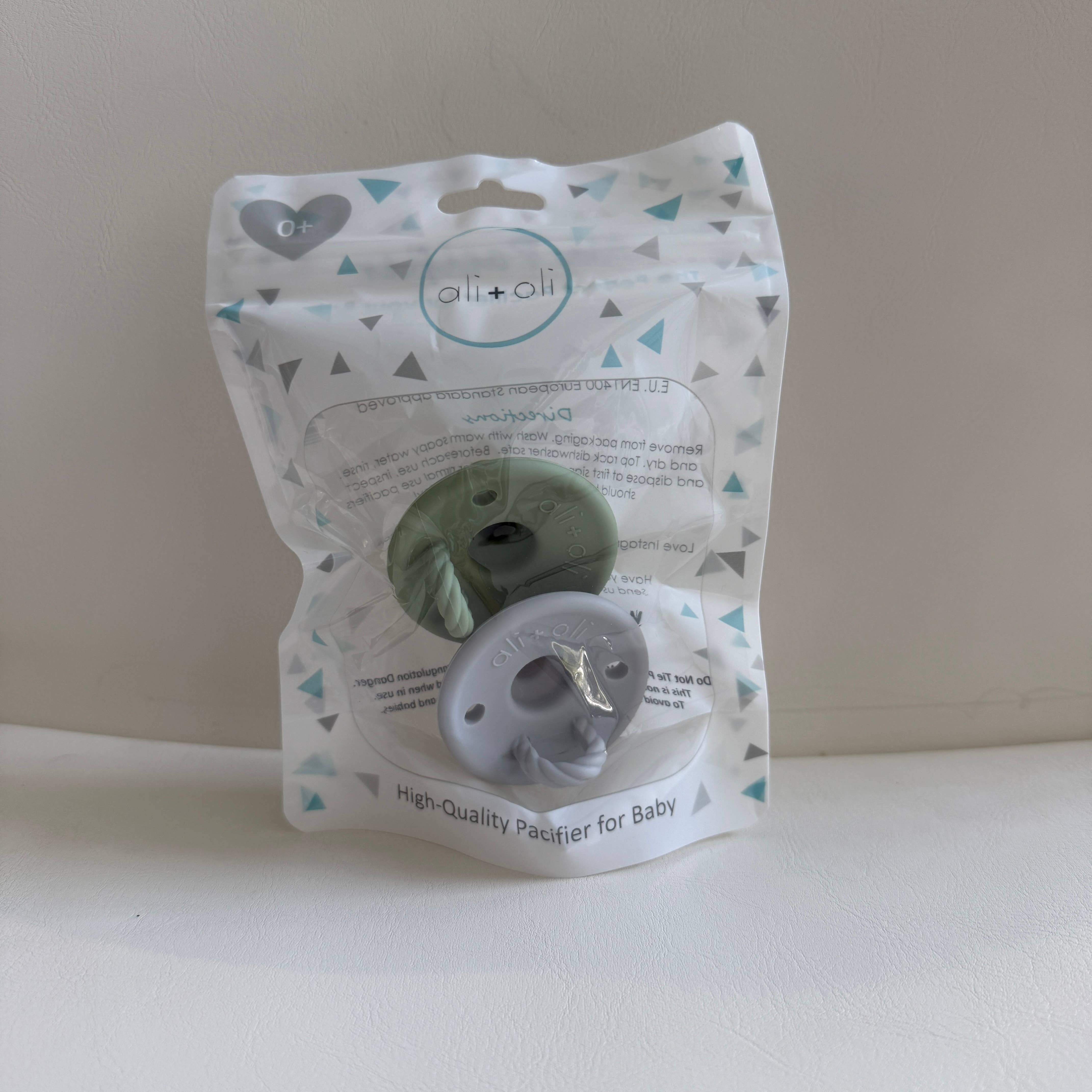 Ali+Oli - Wholesale Pacifier - Baby - Pacifier Set Round (Grey & Sage)1