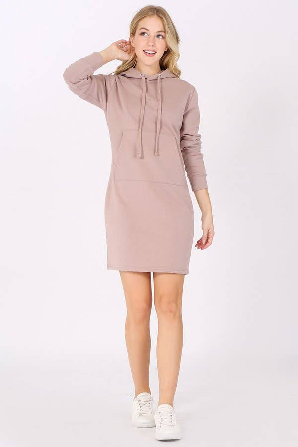 Color 5 - Vente Robe – femme - Robe-sweat à capuche à manches longues et doublure polaire uni8
