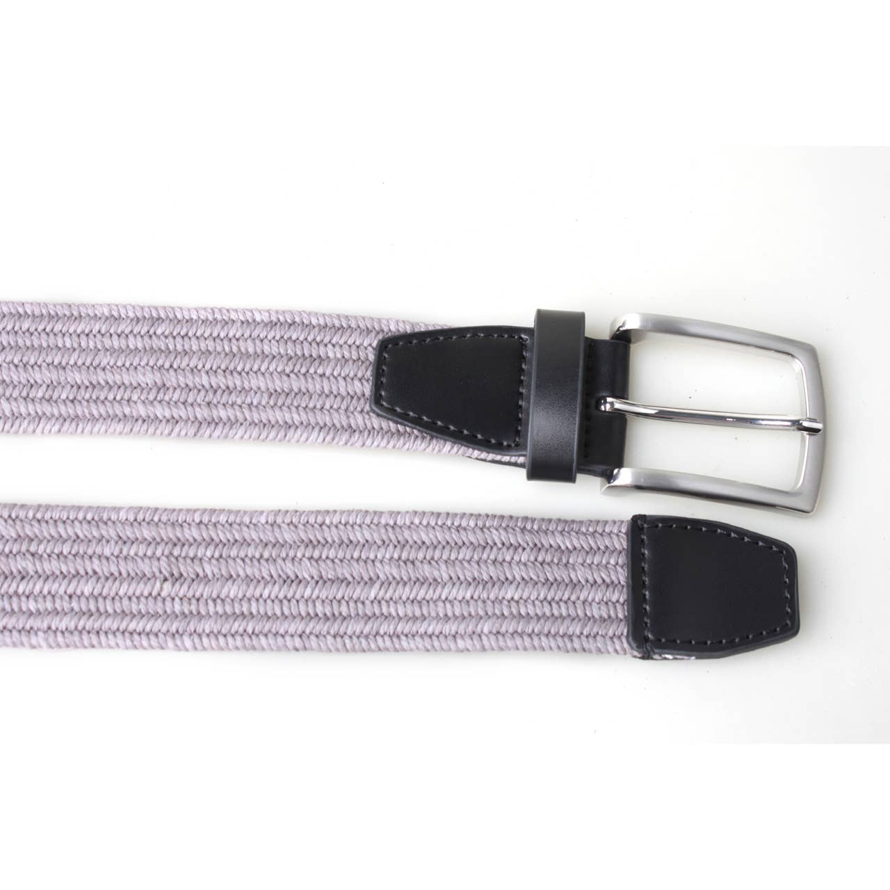 PX - Vendita all'ingrosso Cintura - Uomo - Cintura da uomo in tessuto intrecciato elasticizzato 3,5 cm con rifiniture in pelle2