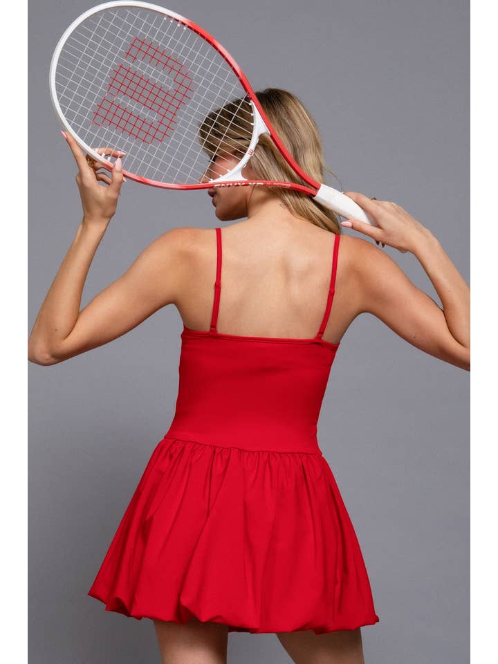 Active Basic | Active USA - Wholesale Athletic Dress - Women's - Straight Neck Cami Bubble Hem Mini Skort Dress2