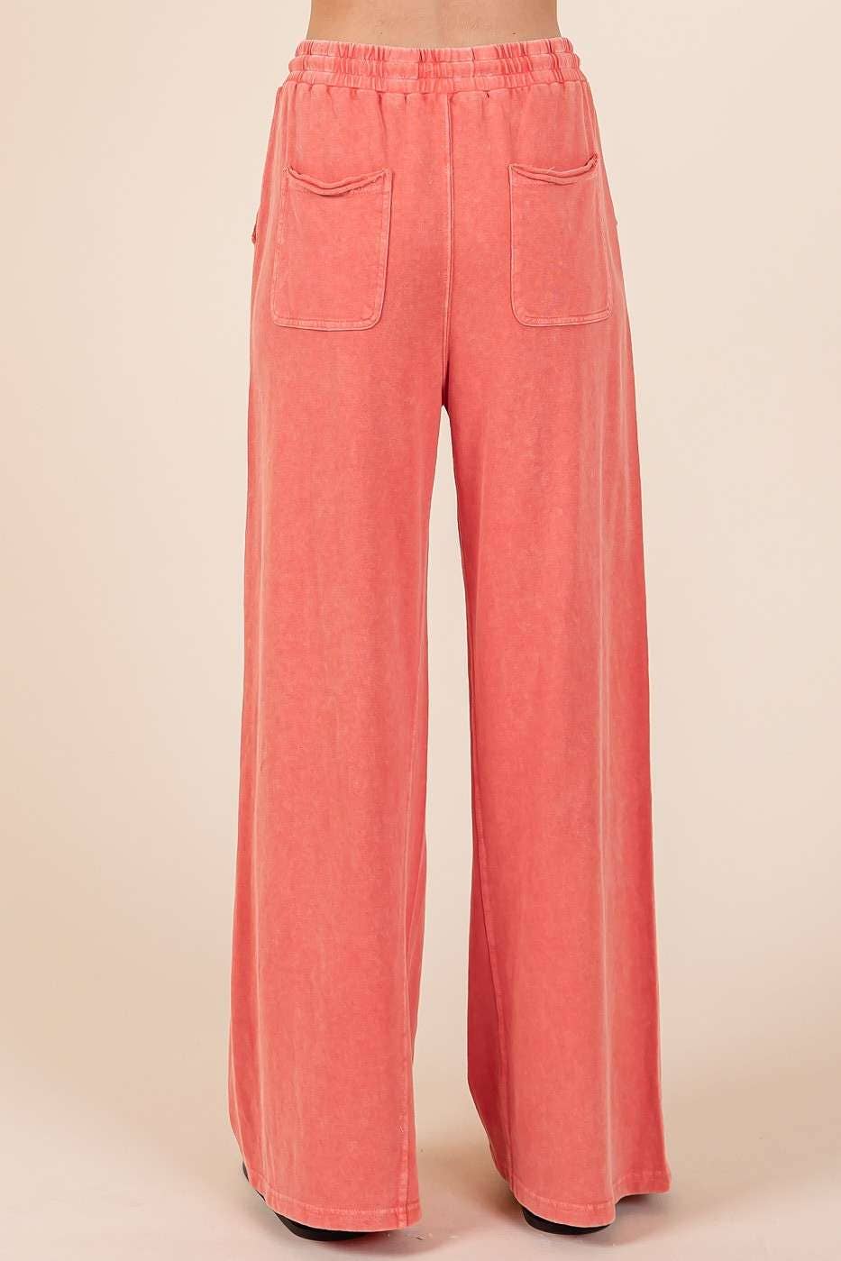 mittoshop - Wholesale Pants - Women's - MINERAL WASH FRENCH TERRY WIDE LEG PANTS27