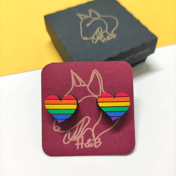 Wooden Colorful Rainbow Earrings, LGBT, Handmade, Gay Pride for wholesale by Herbs&Belles