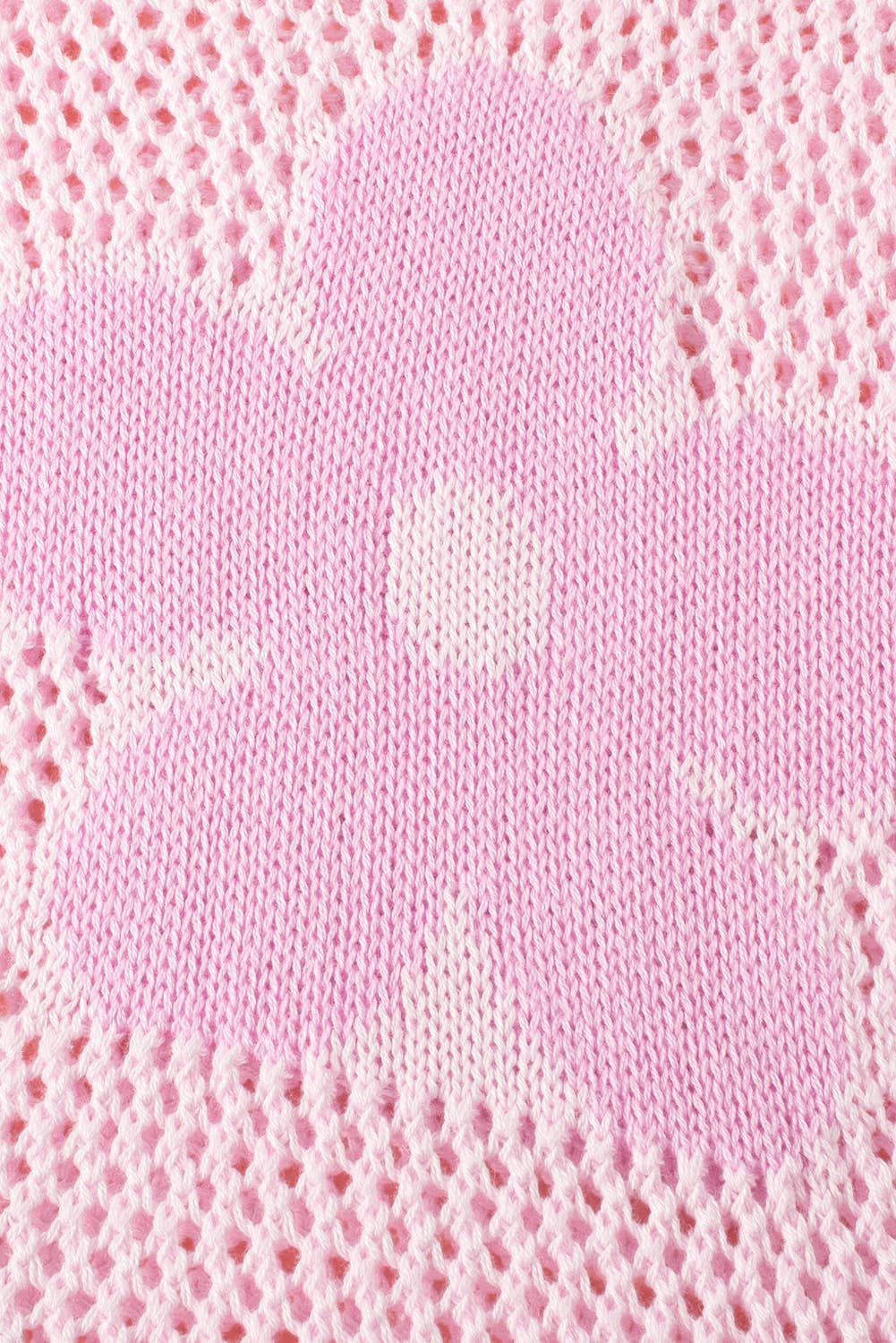 Light Pink Big Flower Hollowed Knit Drop Shoulder Sweater for wholesale on Faire8