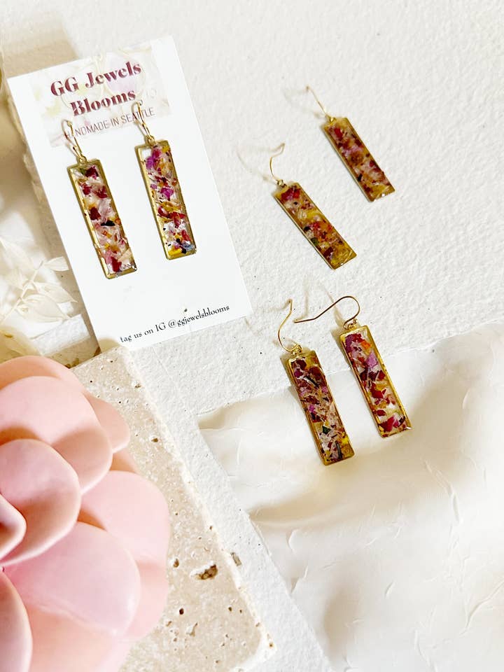 Potpourri of petals bar earrings for wholesale by GG Jewels Blooms