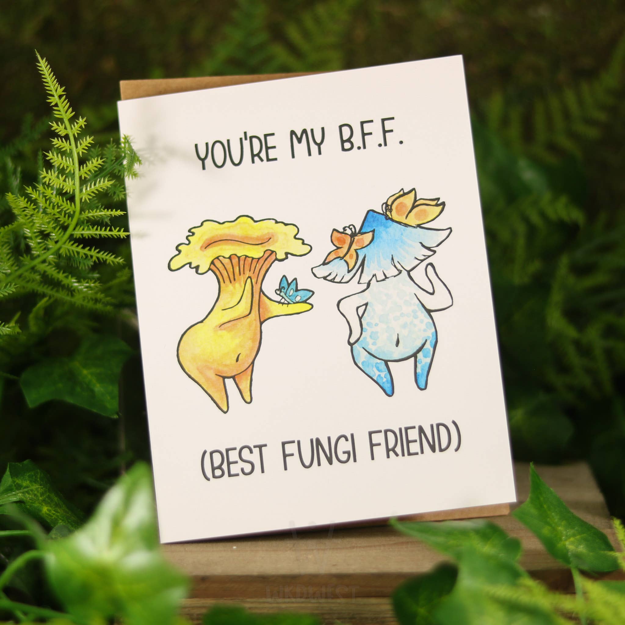 Funguise Friends by WkdWest - Wholesale Friendship Card - "You're my BFF" - Funguise™ Greeting Card w/ sticker2