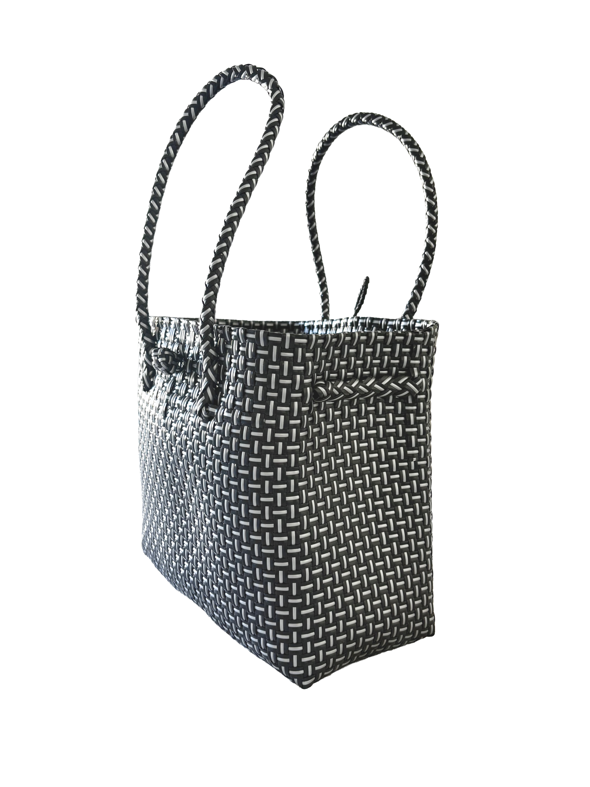 Pure Di Casa - Wholesale Tote bag – Women's - Silhouette Charcoal Blend – Woven Tote In Deep Grey Two-Tone1