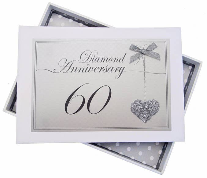 White Cotton Cards - Wholesale Anniversary Card - 60th Diamond Anniversary Love Lines - Gifts (LLA60-GROUP)0