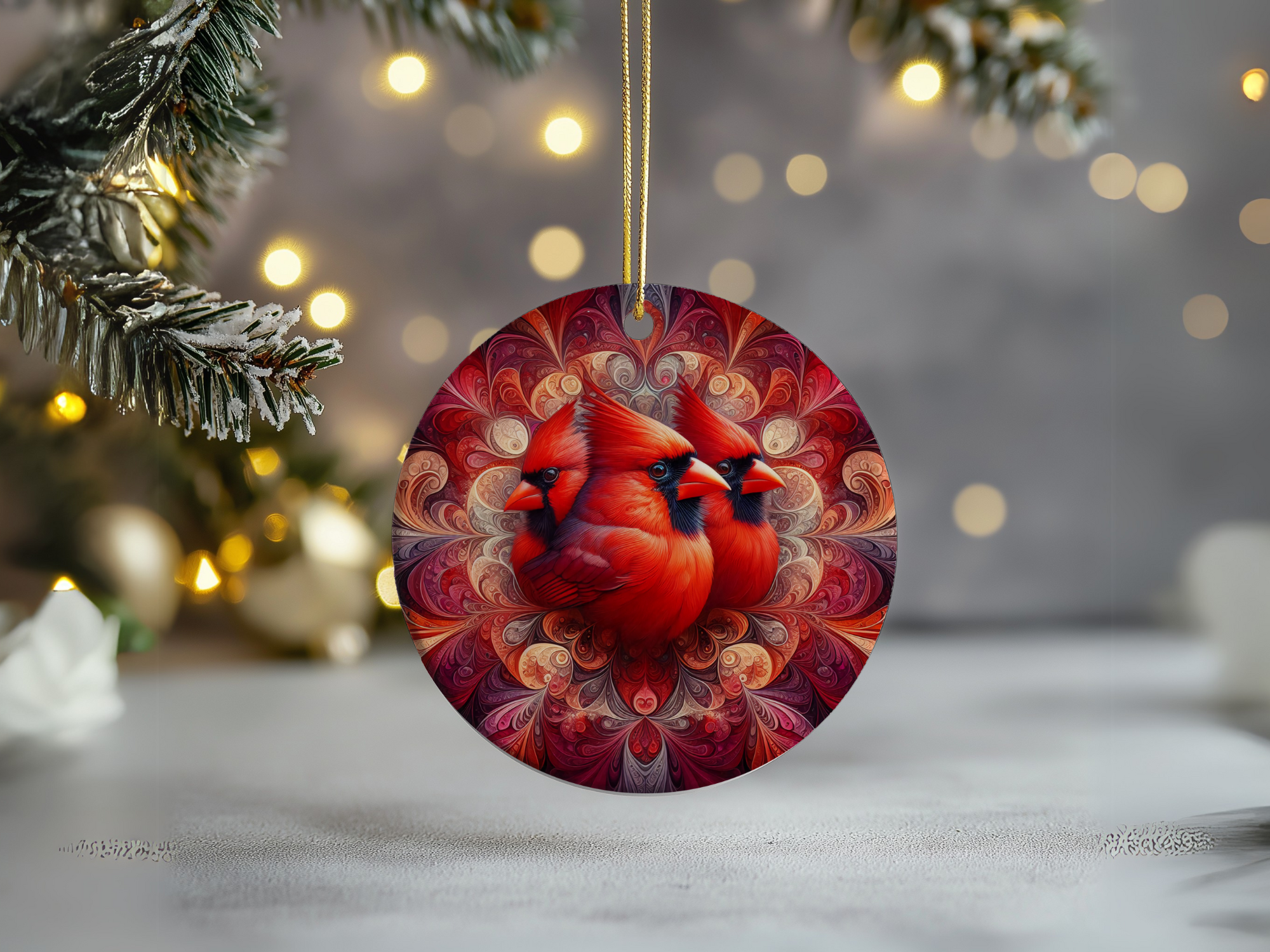 Fernville Creations - Vente Objets de décoration - Ornement en forme de disque en céramique Cardinal, cadeau souvenir de Noël11