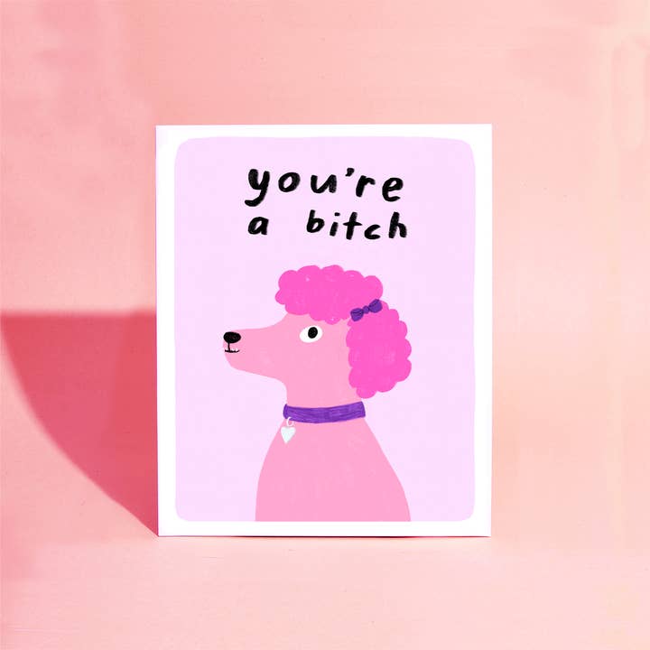 Funny Pink Poodle Illustrated Print for wholesale by Aviate Press