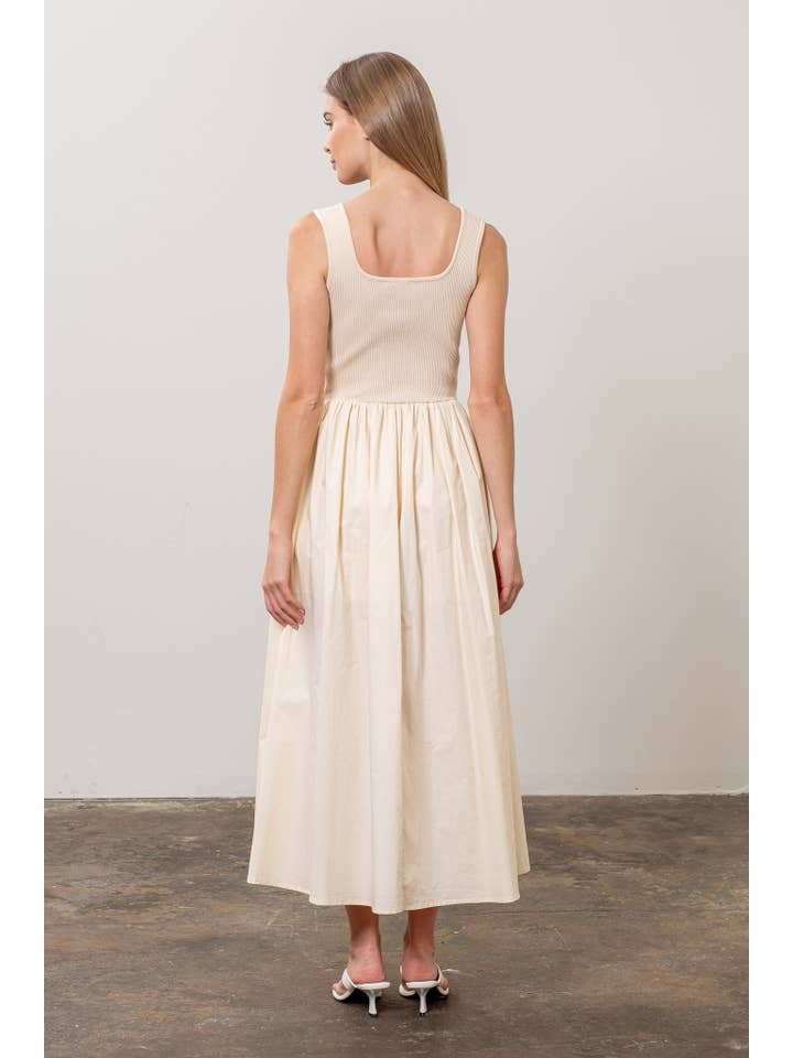 Moon River - Wholesale Dress - Women's - SWEATER TOP EYELET DETAIL MIDI DRESS