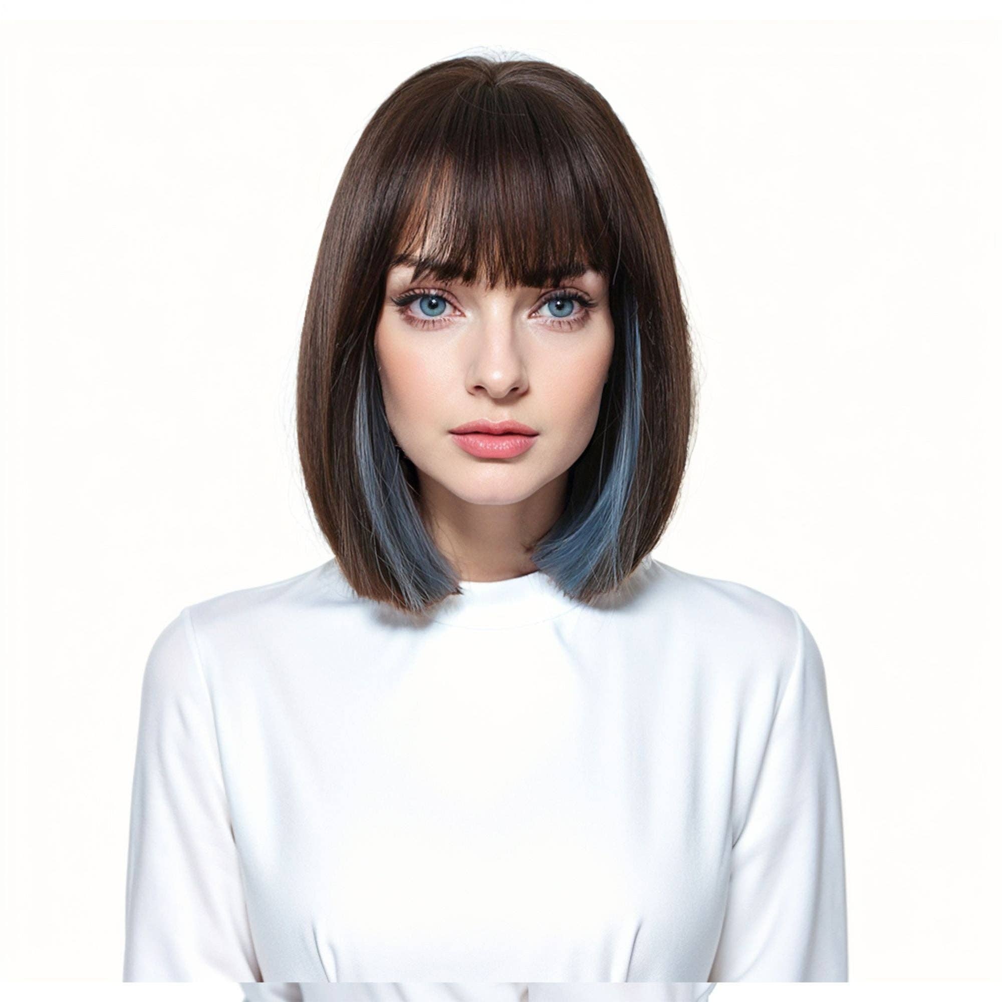 AK Brand - Wholesale Wig/Hair Piece - Straight Bob Wig with Bangs Heat-Resistant Style10