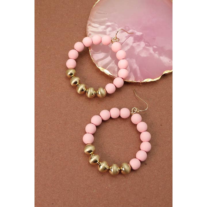 JOSSLYN by wall to wall - Wholesale Hoop Earrings - STYLISH CLAY BEAD HOOP EARRINGS | 51E2080180